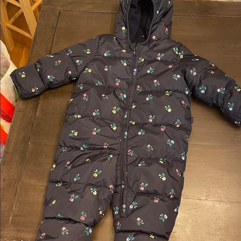 GAP Kids Floral Puffer Jacket - Navy
